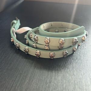 Mint Skull Skinny Belt